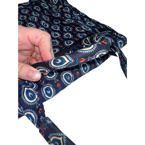 Vera Bradley Convertible Mailbag Backpack Marrakesh Motifs Navy Blue Print - Picture 4 of 7